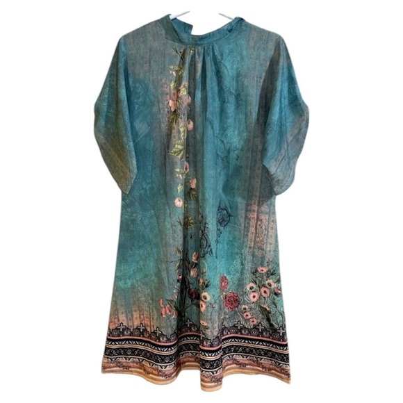 Lightweight Dress Floral Silky Half Sleeve NWT Women’s Size Medium - Picture 1 of 13